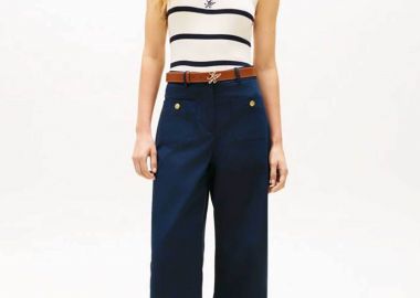 Tommy Hilfiger γυναικείο παντελόνι με μεταλλικά κουμπιά - WW0WW49002 Μπλε Σκούρο - TOMMY HILFIGER - 