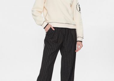 Tommy Hilfiger γυναικείο παντελόνι με ριγέ σχέδιο Relaxed Straight Fit - WW0WW40513 Μαύρο - TOMMY HILFIGER - 