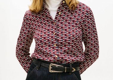 Tommy Hilfiger γυναικείο πουκάμισο με all-over print Regular Fit - WW0WW47930 Μπορντό - TOMMY HILFIGER - 