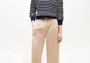 Tommy Hilfiger γυναικείο ψηλόμεσο παντελόνι Barrel Fit - WW0WW48993 Μπεζ - TOMMY HILFIGER - 
