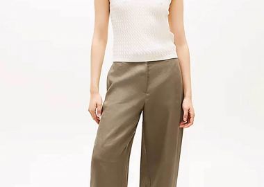 Tommy Hilfiger γυναικείο ψηλόμεσο παντελόνι Barrel Fit - WW0WW49658 Λαδί - TOMMY HILFIGER - 