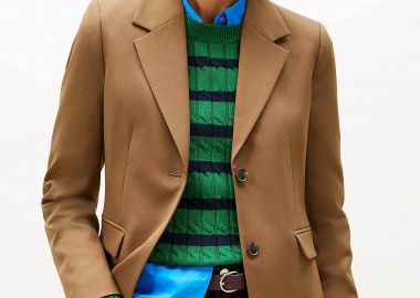Tommy Hilfiger γυναικείο σακάκι μονόχρωμο Regular Fit - WW0WW46662 Καφέ - TOMMY HILFIGER - 