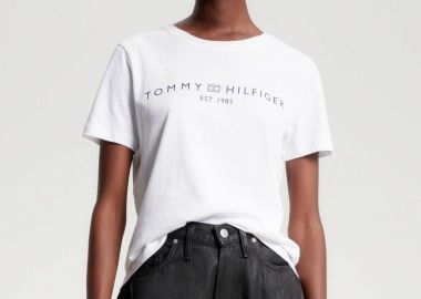 Tommy Hilfiger γυναικείο T-shirt με logo print Regular Fit - WW0WW40276 Λευκό - TOMMY HILFIGER - 