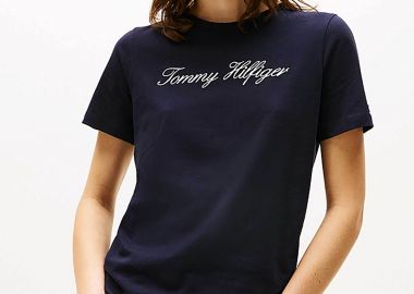 Tommy Hilfiger γυναικείο T-Shirt με λογότυπο - WW0WW43459 Μπλε Σκούρο - TOMMY HILFIGER - 
