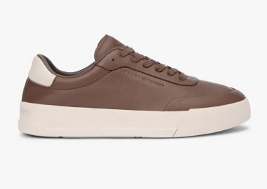 Tommy Jeans ανδρικά δερμάτινα sneakers με λογότυπο - FM0FM05718 Καφέ - TOMMY JEANS - 