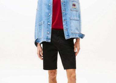 Tommy Jeans ανδρική βερμούδα chino Slim Fit - DM0DM21950 Μαύρο - TOMMY JEANS - 