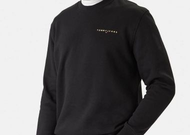 Tommy Jeans ανδρική μπλούζα φούτερ με logo print Regular Fit - DM0DM20249 Μαύρο - TOMMY JEANS - 