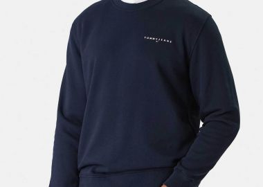 Tommy Jeans ανδρική μπλούζα φούτερ με logo print Regular Fit - DM0DM20249 Μπλε Σκούρο - TOMMY JEANS - 