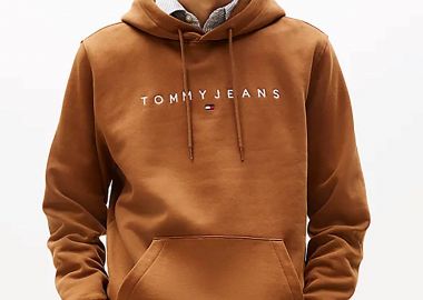 Tommy Jeans ανδρική μπλούζα φούτερ με logo print Regular Fit - DM0DM20746 Καφέ - TOMMY JEANS - 