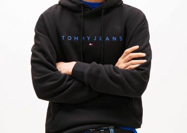 Tommy Jeans ανδρική μπλούζα φούτερ με logo print Regular Fit - DM0DM20746 Μαύρο - TOMMY JEANS - 