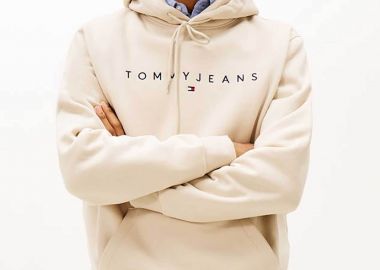 Tommy Jeans ανδρική μπλούζα φούτερ με logo print Regular Fit - DM0DM20746 Μπεζ - TOMMY JEANS - 