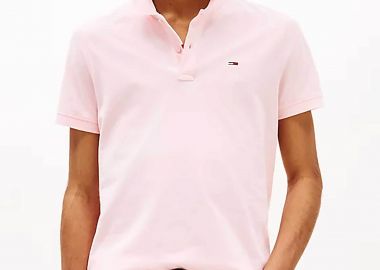 Tommy Jeans ανδρική μπλούζα πόλο μονόχρωμη Slim Fit - DM0DM20676 Ροζ Ανοιχτό - TOMMY JEANS - 
