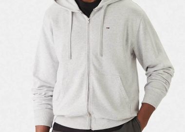 Tommy Jeans ανδρική ζακέτα φούτερ με λογότυπο Relaxed Fit - DM0DM21814 Γκρι - TOMMY JEANS - 
