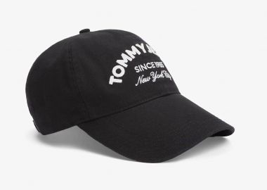 Tommy Jeans ανδρικό καπέλο jockey με λογότυπο και lettering - AM0AM14074 Μαύρο - TOMMY JEANS - 