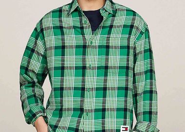 Tommy Jeans ανδρικό καρό πουκάμισο Regular Fit - DM0DM19532 Πράσινο - TOMMY JEANS - 
