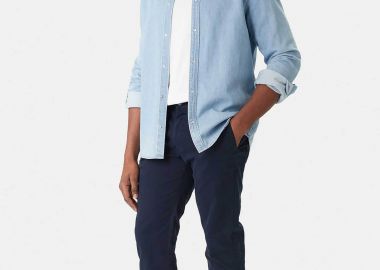 Tommy Jeans ανδρικό παντελόνι chino Regular Fit - DM0DM22404 Μπλε Σκούρο - TOMMY JEANS - 