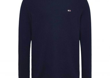 Tommy Jeans ανδρικό πουλόβερ με λογότυπο Slim Fit - DM0DM20688 Μπλε Σκούρο - TOMMY JEANS - 