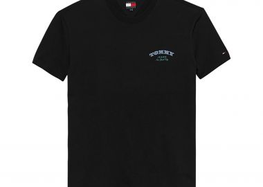 Tommy Jeans ανδρικό T-shirt με graphic print Regular Fit - DM0DM22318 Μαύρο - TOMMY JEANS - 