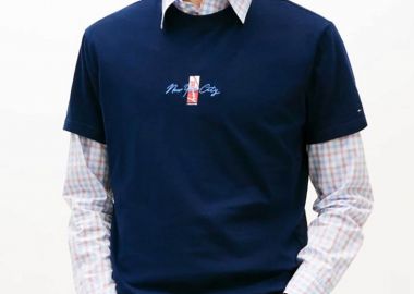 Tommy Jeans ανδρικό T-shirt με κεντημένο λογότυπο - DM0DM22532 Μπλε Σκούρο - TOMMY JEANS - 
