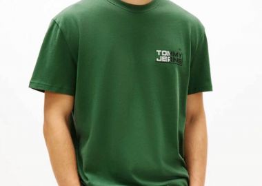 Tommy Jeans ανδρικό T-shirt με logo print Relaxed Fit - DM0DM22536 Κυπαρισσί - TOMMY JEANS - 