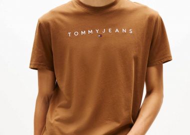 Tommy Jeans ανδρικό T-shirt με λογότυπο Regular Fit - DM0DM20744 Καφέ - TOMMY JEANS - 