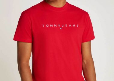 Tommy Jeans ανδρικό T-shirt με λογότυπο Regular Fit - DM0DM20744 Κόκκινο - TOMMY JEANS - 