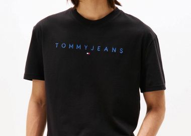 Tommy Jeans ανδρικό T-shirt με λογότυπο Regular Fit - DM0DM20744 Μαύρο - TOMMY JEANS - 