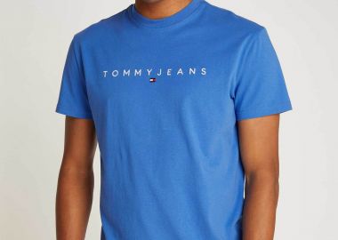 Tommy Jeans ανδρικό T-shirt με λογότυπο Regular Fit - DM0DM20744 Μπλε - TOMMY JEANS - 