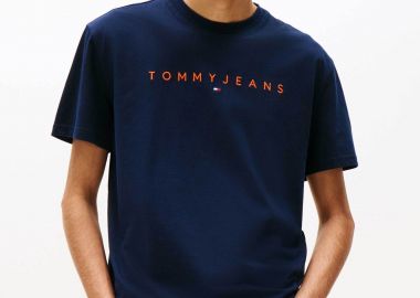Tommy Jeans ανδρικό T-shirt με λογότυπο Regular Fit - DM0DM20744 Μπλε Σκούρο - TOMMY JEANS - 
