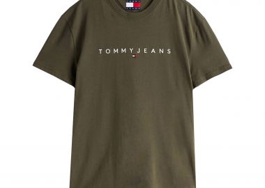 Tommy Jeans ανδρικό T-shirt με λογότυπο Regular Fit - DM0DM20744 Πράσινο Σκούρο - TOMMY JEANS - 