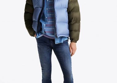 Tommy Jeans ανδρικό τζιν παντελόνι πεντάτσεπο με κεντημένο λογότυπο Slim Fit - DM0DM20550 Denim Blue Σκούρο - TOMMY JEANS - 