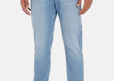 Tommy Jeans ανδρικό τζιν παντελόνι πεντάτσεπο με logo patch Regular Fit - DM0DM20200 Denim Blue Ανοιχτό - TOMMY JEANS - 