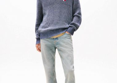 Tommy Jeans ανδρικό τζιν παντελόνι πεντάτσεπο Straight Fit - DM0DM21025 Denim Blue - TOMMY JEANS - 