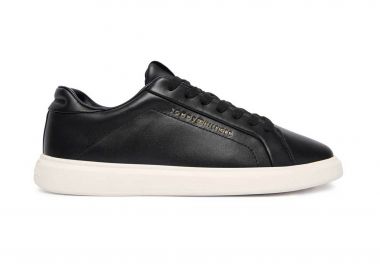 Tommy Jeans γυναικεία δερμάτινα sneakers - FW0FW08949 Μαύρο - TOMMY JEANS - 