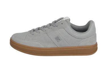 Tommy Jeans γυναικεία suede sneakers με μεταλλικό μονόγραμμα - FW0FW09266 Γκρι - TOMMY JEANS - 