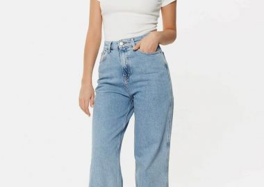 Tommy Jeans γυναικεία τζιν παντελόνι πεντάτσεπο Wide Leg - DW0DW19558 Denim Blue Ανοιχτό - TOMMY JEANS - 