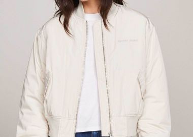 Tommy Jeans γυναικείo bomber jacket μονόχρωμο - DW0DW17240 Εκρού - TOMMY JEANS - 