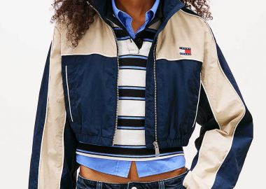 Tommy Jeans γυναικείο jacket colour-blocked με λογότυπο Regular Fit - DW0DW22055 Μπλε Σκούρο - TOMMY JEANS - 