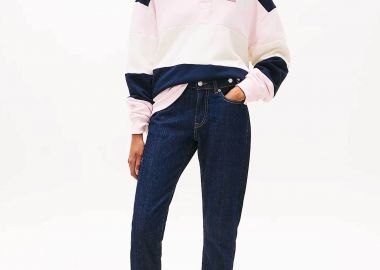 Tommy Jeans γυναικείο τζιν παντελόνι πετάτσεπο Slim Fit - DW0DW22432 Denim Blue Σκούρο - TOMMY JEANS - 