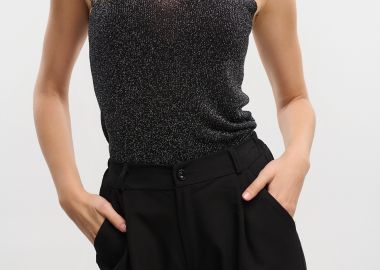 Τοπ Αμάνικο Lurex Με V Λαιμόκοψη -  - 