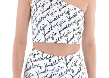 Top Kendal + Kylie K&K W Logo Allover One Shoulder KKW3611631-WHITE BLACK Γυναικείο - Kendal + Kylie - 