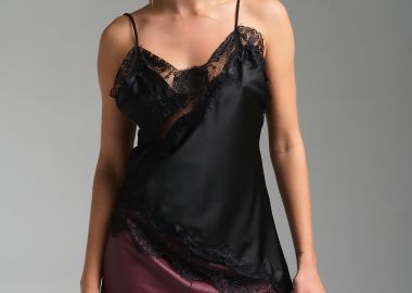 Τοπ Σατέν Με Δαντέλα & Ρυθμιζόμενες Τιράντες -  - 