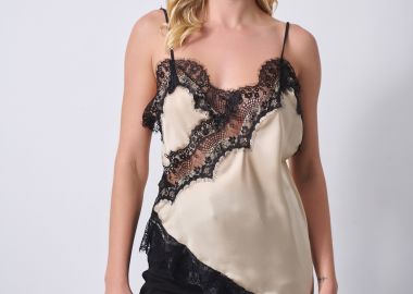 Τοπ Σατέν Με Δαντέλα & Ρυθμιζόμενες Τιράντες -  - 