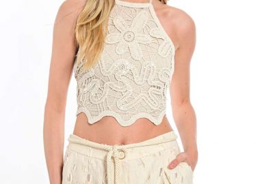 Τοπ WECOSS Crochet Halter Με Δέσιμο Πλάτης -  - 
