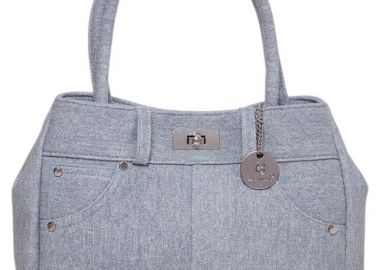 tote τζην τσάντα χειρός Dea denim σιέλ - PerfectDress.gr - 