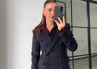 TOUNI γυναικείο σταυρωτό σακάκι καρό - SOU - 