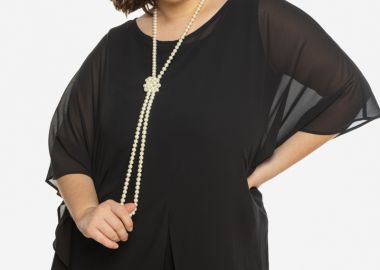 Τουνίκ μουσελίνα με κολιέ σε μαύρο χρώμα -  - 