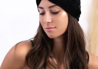 ΤΟΥΡΜΠΑΝΙ ΒΕΛΟΥΔΙΝΟ ΜΑΥΡΟ - VELVET BLACK TURBAN - sense-shop - 