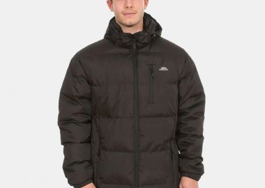 TRESPASS CLIP MENS HOODED PADDED CASUAL JACKET ΜΑΥΡΟ - TRESPASS - 