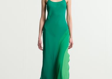 Τρίχρωμο μάξι φόρεμα με λοξό κόψιμο - 5206179002066 -  - 